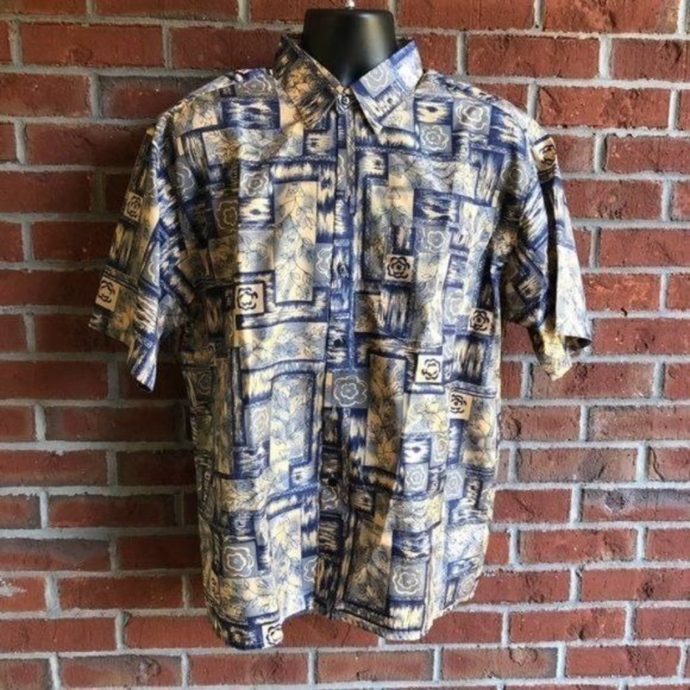Vintage Thai Silk by Apple Floral Print Shirt - Tagged XL (see measurements)‎